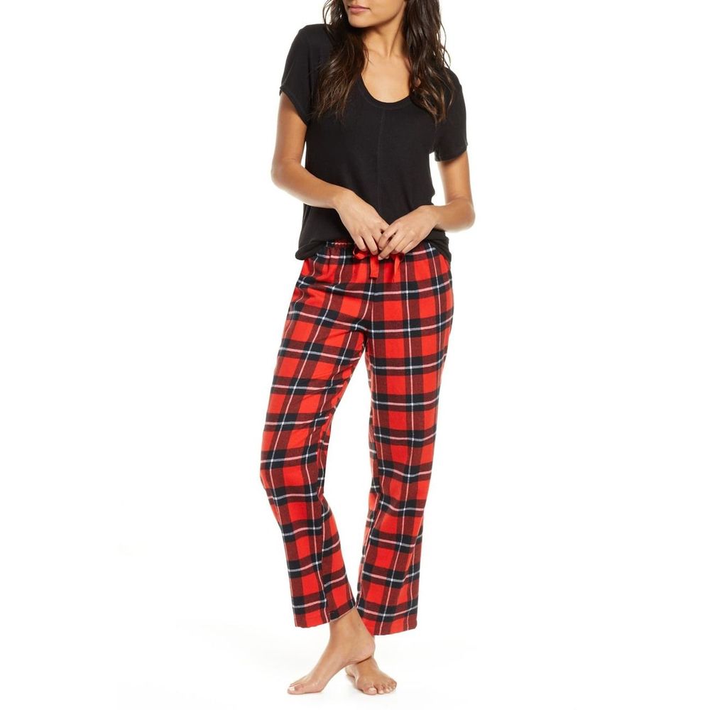 Rachel Parcell Knit & Plaid Fleece Pajamas Pants